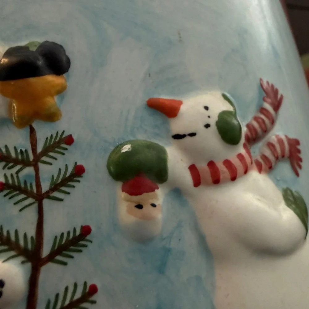 Yankee Candle Jar Candle Topper Shade Tray Plate Set Santa Snowman Trimming Tree
